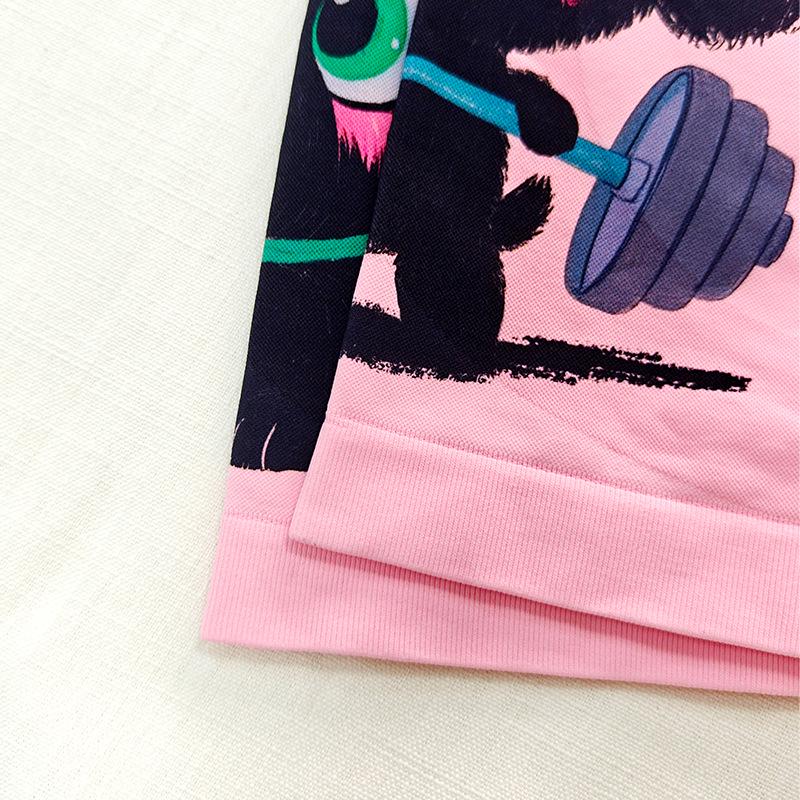 High-Waist Breathable Yoga Shorts - Cute Cartoon Design, No Visible Lines, Three-Quarter Length for Women