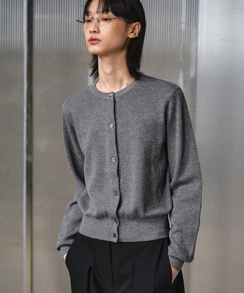 Lmood Women Iconic Ld Wool Cotton Round Cardigan Melange Gray