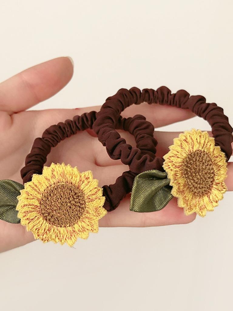 2pcs Sunflowers Hair Rope Hair Rings, Fixed Hair and Ponytail, Suitable for Thick Hair Thin Hair, Suitable for Women and Girls,