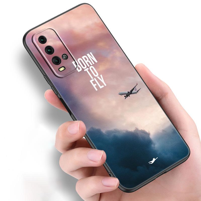 Aircraft Airplane Fly Silicone Phone Case For Xiaomi Redmi Note 11 10 9 8 Pro 11T 10T 10S 9S 8T 9 9A 9C 9T Black Soft Cover