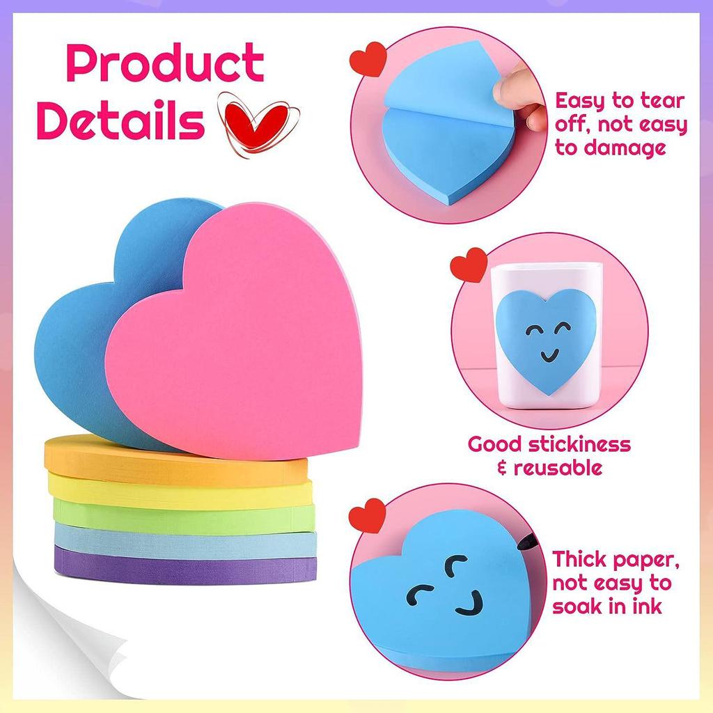 Vibrant Sticky Notes with Strong Adhesive - Tearable, Reusable, Fluorescent Memo Pad for Students and Offices