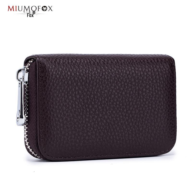 Portafoglio porta carte in vera pelle RFID da uomo e da donna - a soffietto con 12 scomparti, antimagnetico