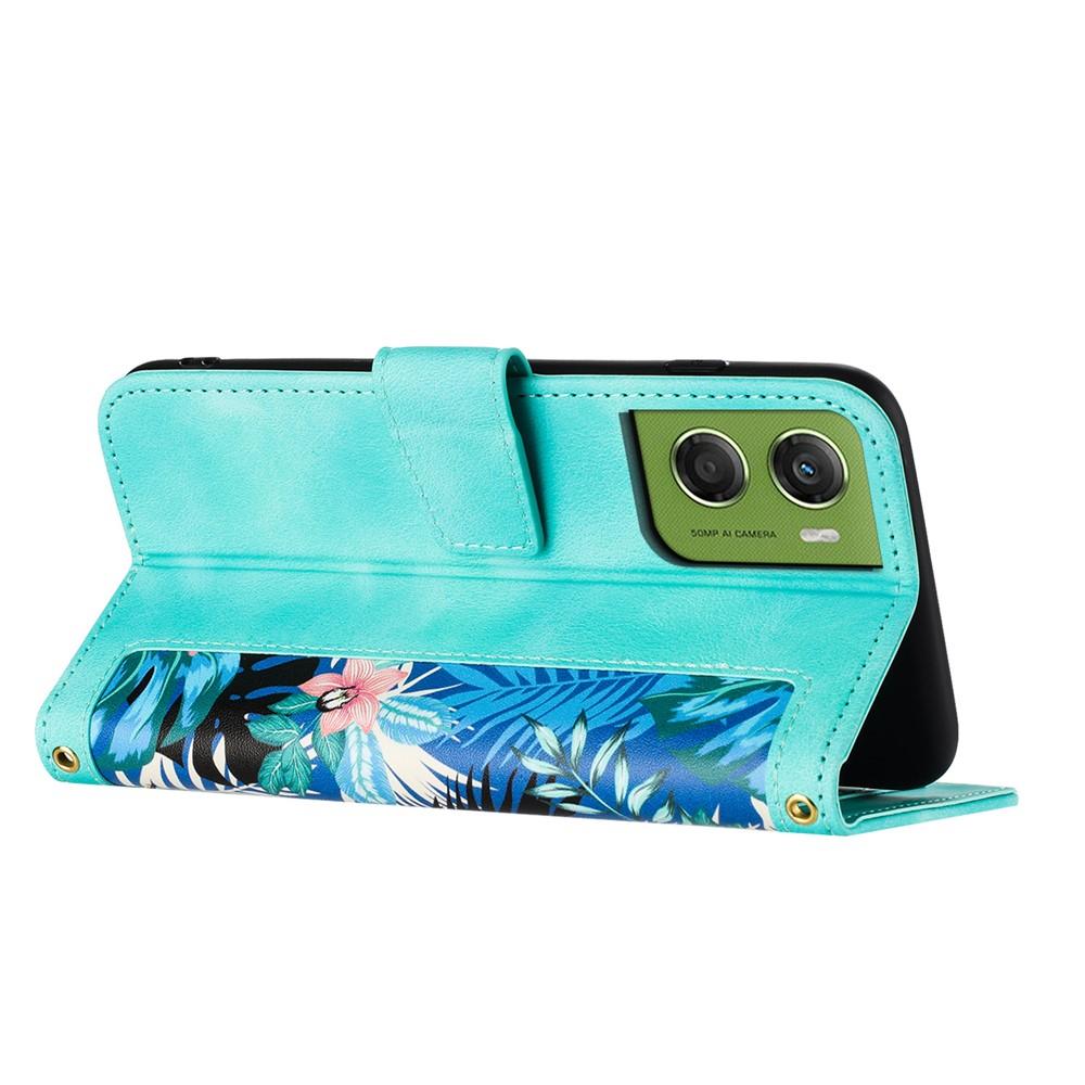 Case for Moto G06 - Leather/PU, Green, With Card Holder
