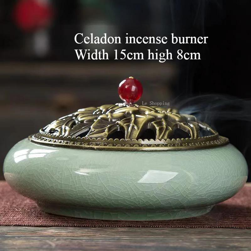 

Bing Crack Brother Kiln Sandalwood Incense Burner Indoor Incense Stove Temple Worship Buddha Home Decoration Supplies Censer