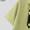 INCERUN Oversized Men Tie Up Neck Short Sleeve Flowers Casual Loose Shirts
