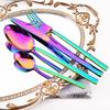 Western 4Pcs Stainless Steel Dinnerware Diamond Shaped Knife Fork Spoons Cutlery Set Restaurant Kitchen Tableware Flatware Set