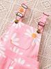 Summer Casual White T-Shirt for Girls with Daisy Print Suspenders Short Sleeve Fashion Comfortable Kids Set