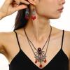 Collier Gothique Rétro Toile d'Araignée Noire - Cadeau d'Halloween