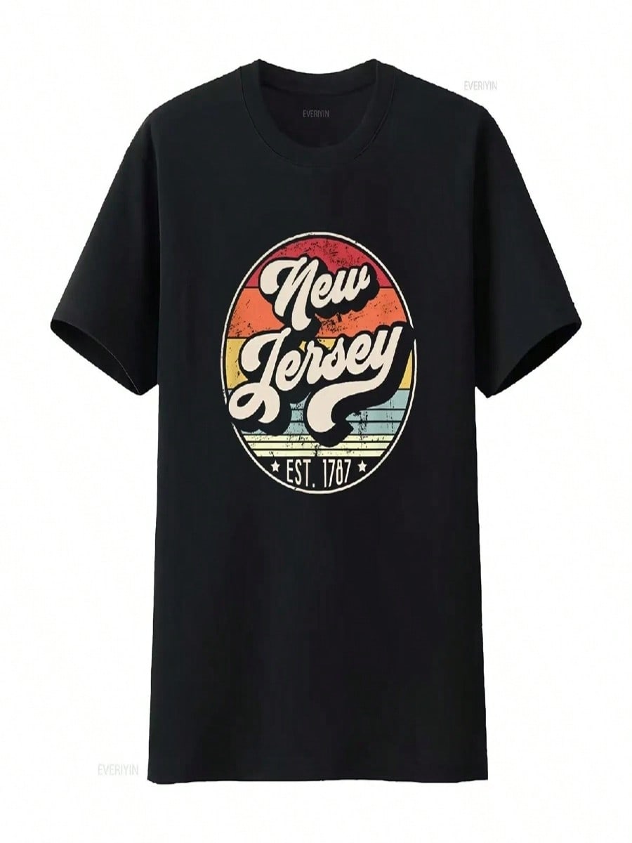 Retro New Jersey Home State NJ Cool 70s Style Sunset T Shirt Vintage Washed Breathable Streetwear Homme Stylish Fashion S разноцветный