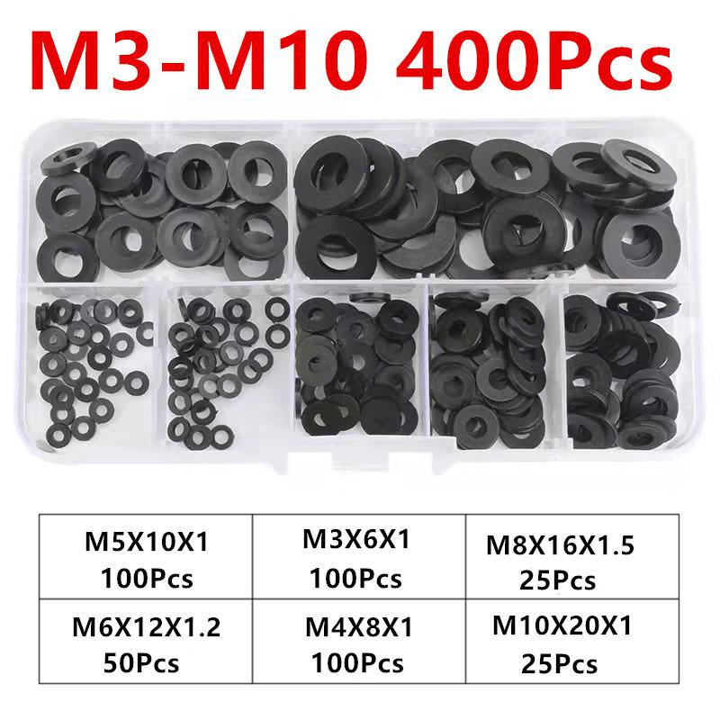 220/400Pcs M3 M4 M5 M6 M8 M10 M12 Plastic Nylon Flat Washer Plane Spacer Insulaton Gaskte Washer Nylon Gasket Ring Kit