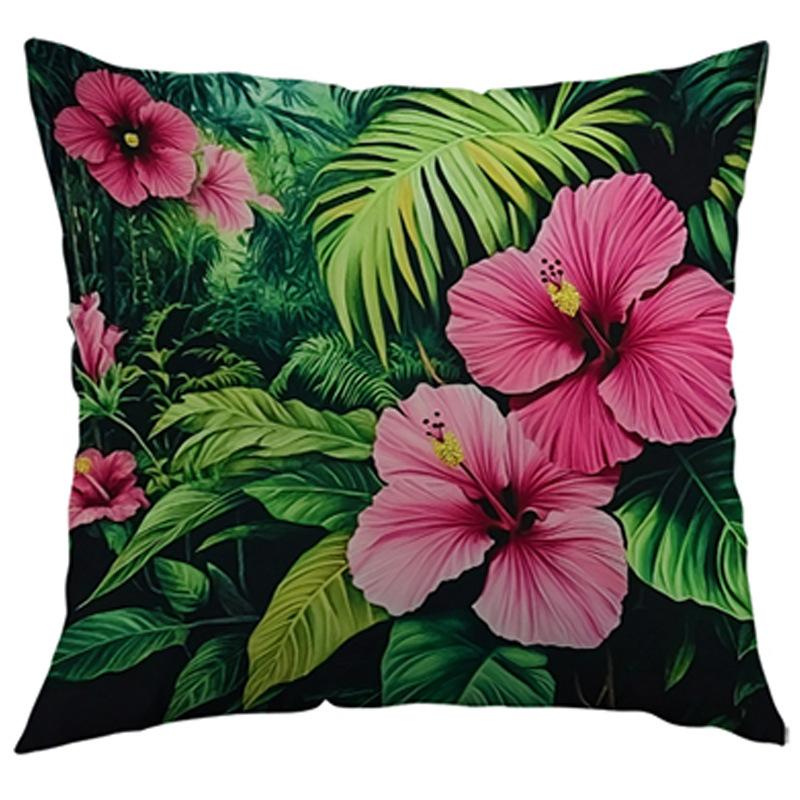 Plant Flower Print Pillow Cover Bedroom Window Sill Bay Window Pillow Cushion Cover Square Pillow Cover Short Plush