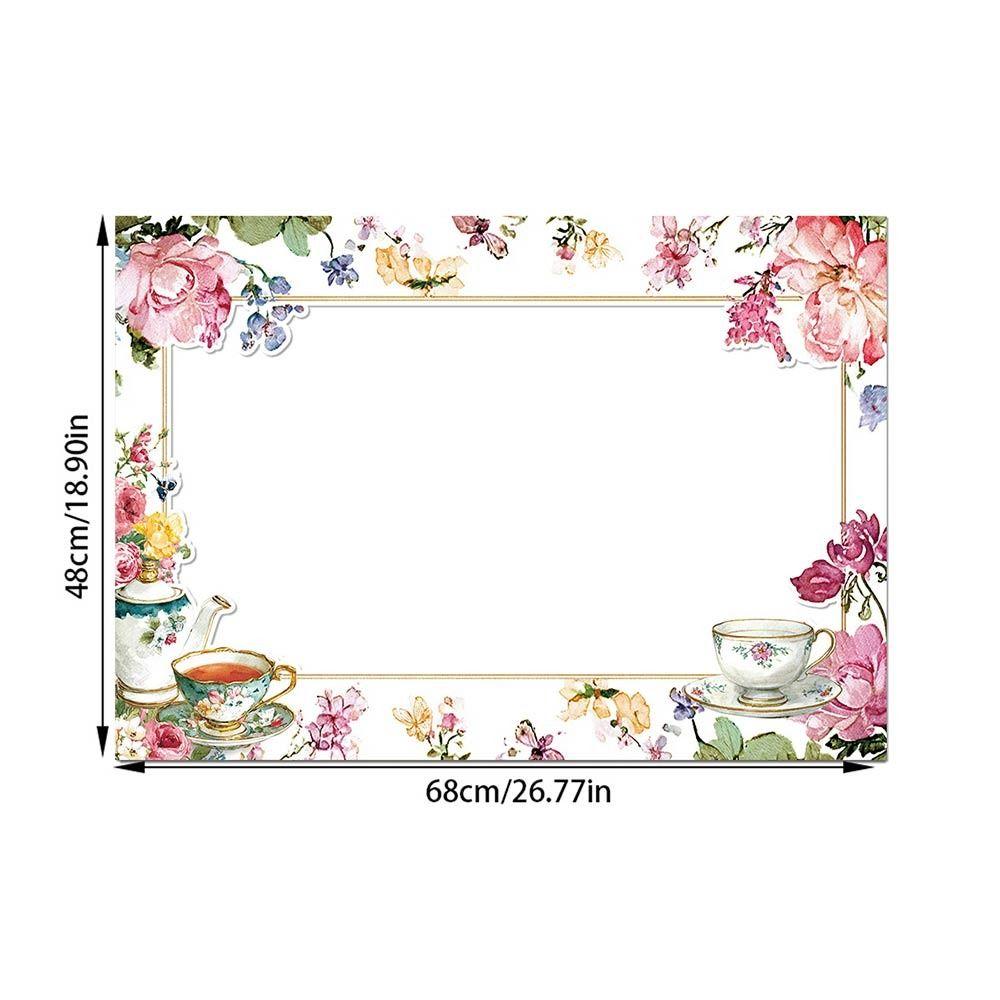 Multicolor Handheld Photo Props Paper Flower Pattern Picture Frame Large Size Tea Party Photo Handheld Props Decorative Supplies