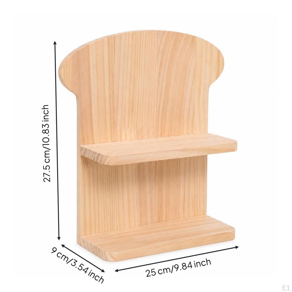 Wooden Tabletop Display Shelf Wood Grain TwoTier Stand Smoothly Finish Figurine