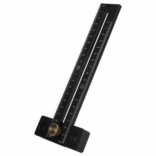 180mm T-type Scribing Ruler, Scribing Marking Ruler, Metric Scale Black Woodworking Marking Tool, Aluminum Alloy, Double-Sided Scale, Total Length: Ap