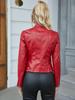 Rose Beauty A Zip Up PU Leather Moto Jacket