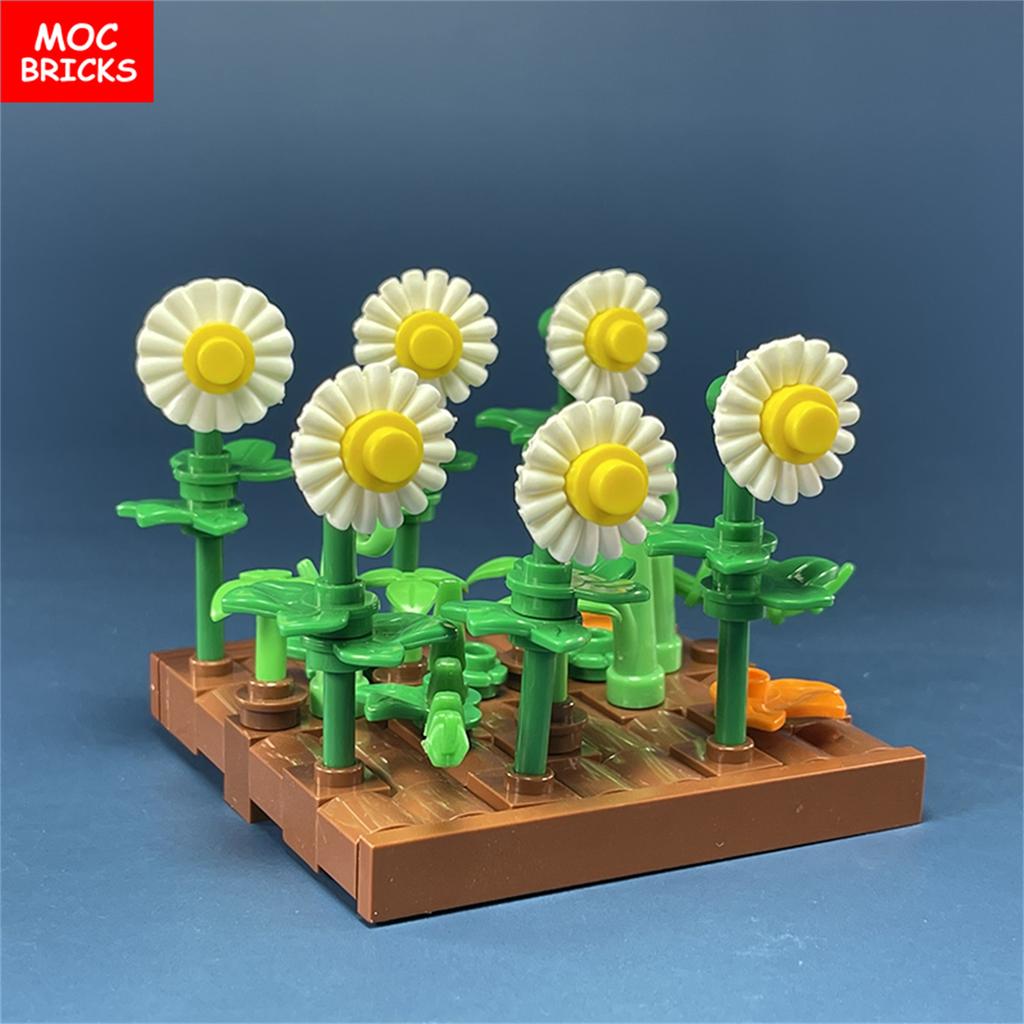 MOC Cihličky Vesnice Farma Zeleninové Pole Sad Scéna Zvířata Rostliny Kvočinec Model Figurky Stavebnice Hračky Dárky