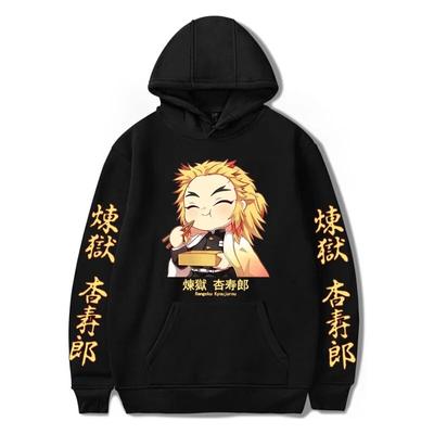 Japan Anime Demon Slayer Kawaii Rengoku Kyoujurou Graphic Print Men Women Autumn Winter Harajuku Sweatshirt Plus Size Hoodie S
