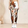 Women Plus Size High Waist Halloween Sloth Printed Side Eyelet Lace Up Full Length Fitted Leggings