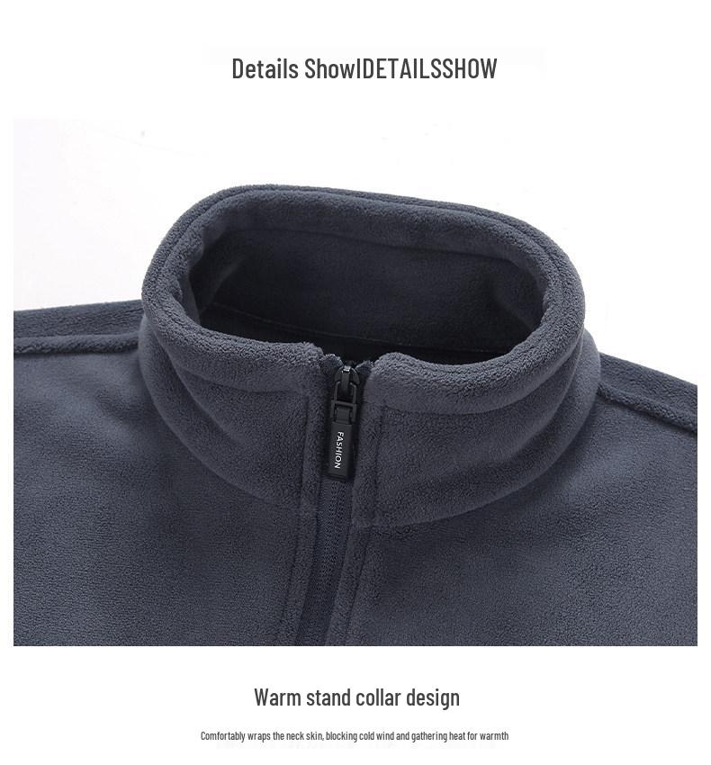 Woodpecker Men's High-End Fleece Jacket - Spring/Autumn Cardigan for Middle-Aged Dads