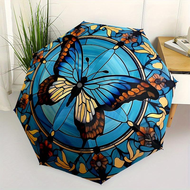 

Stained Glass Butterfly Window Panel, Blue Butterfly Stained Glass Wall Art Decor for Home Office Living Room Bedroom Kitchen Windows Doorway