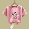 2026 Summer Girls' Minnie Cartoon Short-Sleeve T-Shirt - 100% Children's Clothing, Round Neck Base Layer for Small and Medium Children