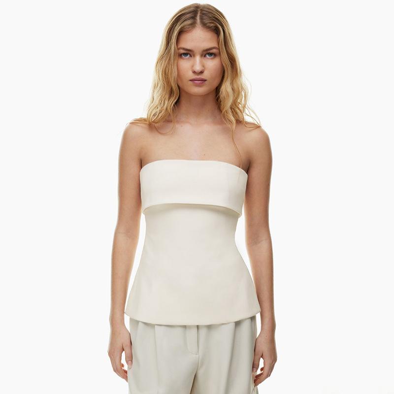 2025 Solid Tube Tops For Women Strapless Bra Turndown Slash Neck Lenceria Femenina Backless Bralette Femme Split Bandeau Top Sexy