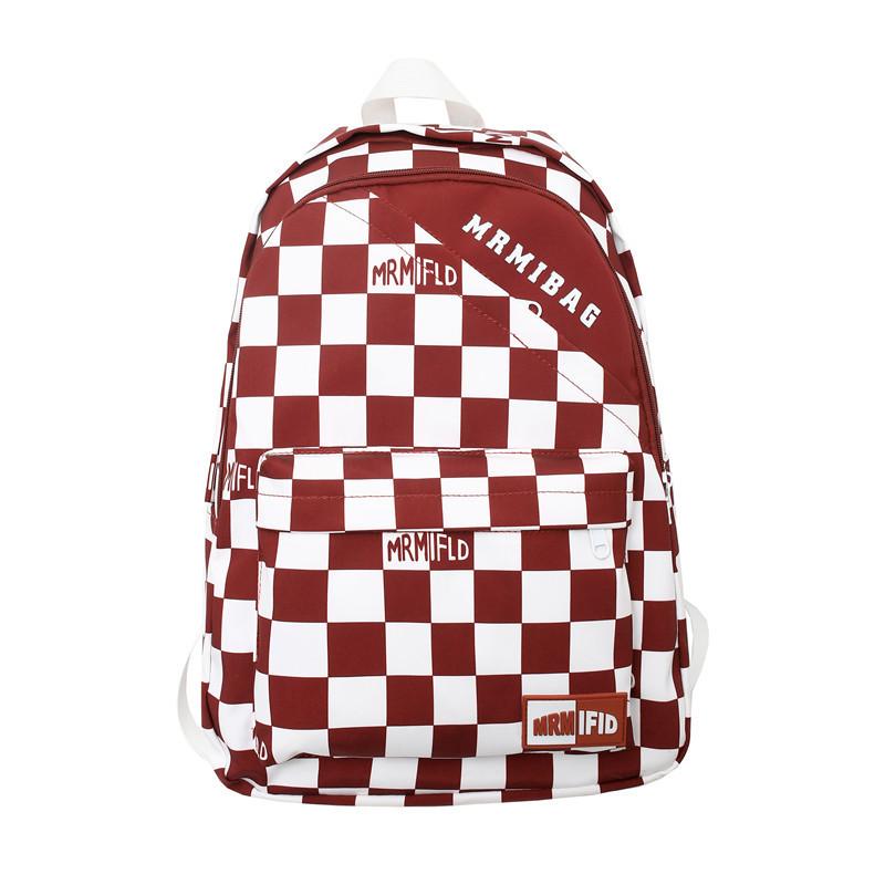 Student Backpack Women's Fashion Checkerboard Japanese Campus Backpack Large Capacity Waterproof Schoolbag Trend
