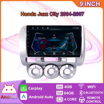 Wireless Car Radio Carplay For Honda Jazz City 2004-2007 Android Multimedia Video Player GPS Navigation WIFI 4+64GB