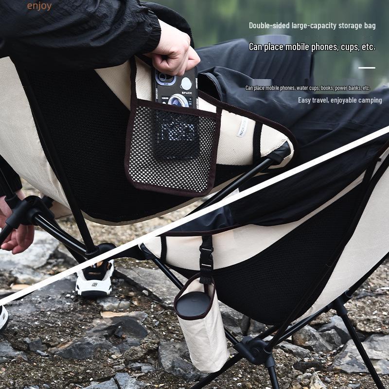 Aluminum Alloy Folding Reclining Moon Chair - High Back Outdoor Lounger for Camping and Fishing