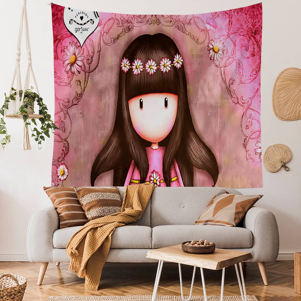 

Cartoons SSantoro Gorjuss Hanging Bohemian Tapestry Bohemian Wall Tapestries Mandala Kawaii Room Decor 74x94cm(29x37in)