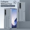 For Samsung Galaxy Z Fold4 5G Case with Tempered Glass Film Kickstand Wristband PC+Silicone Phone Cover