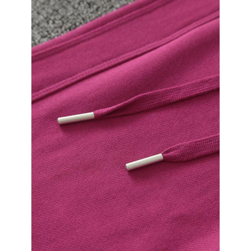 Pure Cotton Spring and Autumn Style Pitaya Color Casual Sports Pants