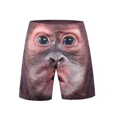 Summer 3D Animal Monkey Pattern Print Shorts Fashionable Casual Beach Men's Shorts