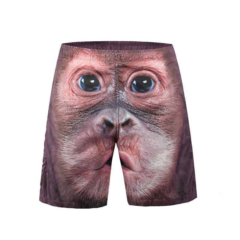 Summer 3D Animal Monkey Pattern Print Shorts Fashionable Casual Beach Men's Shorts