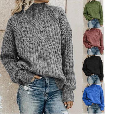 Női Nagyméretű Alkalmi Egyszínű Jacquard Pulóver - Laza Hosszú Ujjú Kerek Nyakú Pulóver, Kötött Pulóver, Kényelmes Napi Viselet