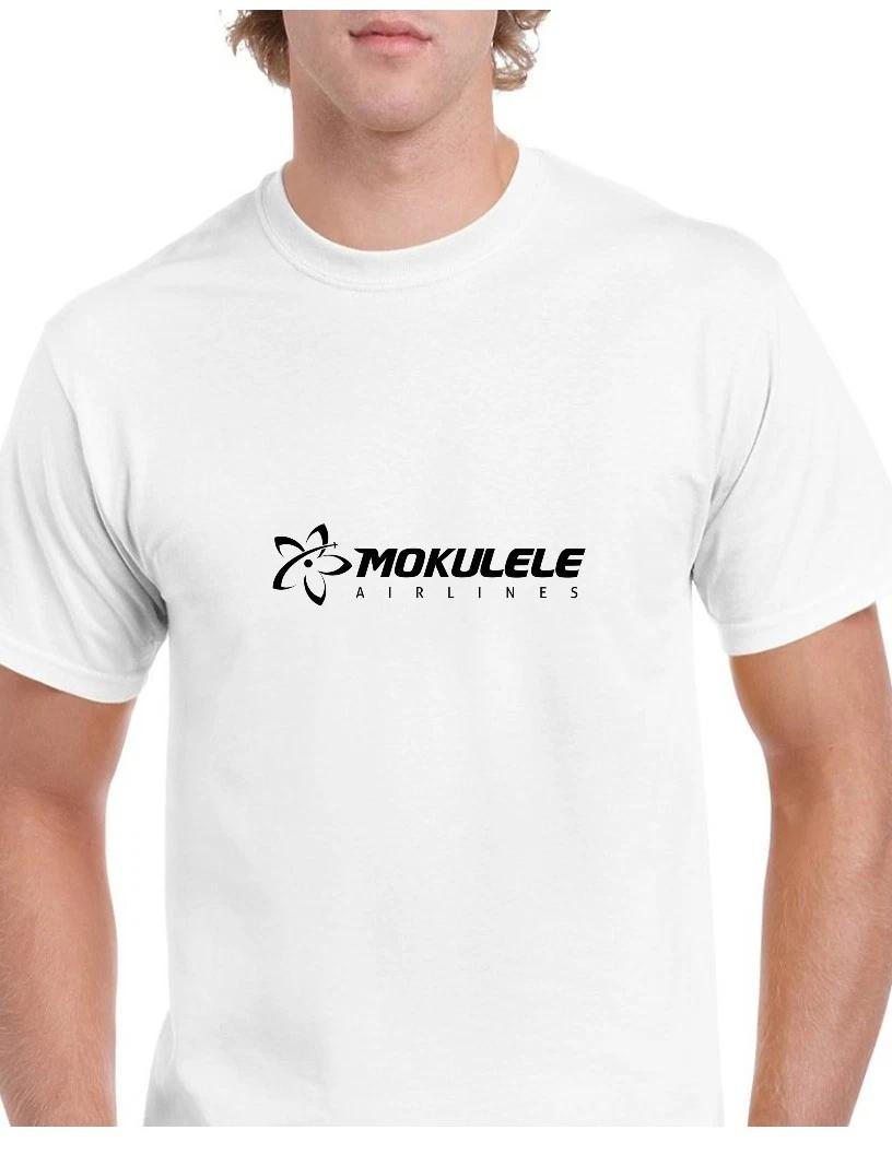 Mokulele Airlines Black Logo US Hawaiian Aviation White Cotton T-Shirt L