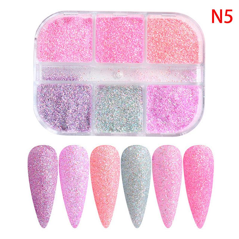 1 Box Of 6 Grids 3D Mini Round Nail Sequin Kawaii Korean Black Dot Nail Art Flake Y2K Golden Silvery Shinny Charms Accessories
