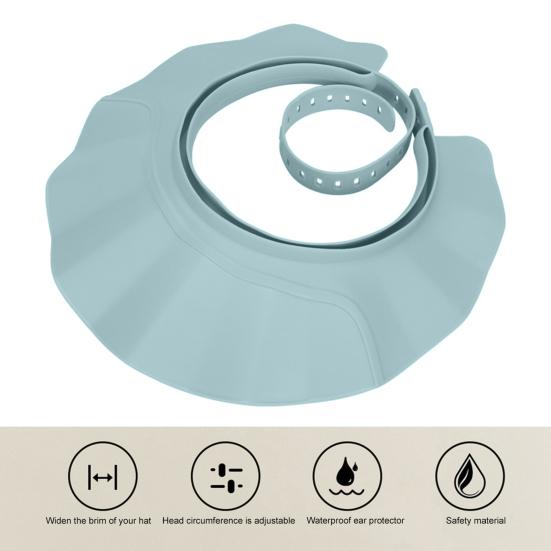 Shower Cap Shield Adjustable Bathing Head Hat Shampoo Visor Cap Soft BPA-Free Hair Washing Shield for Head