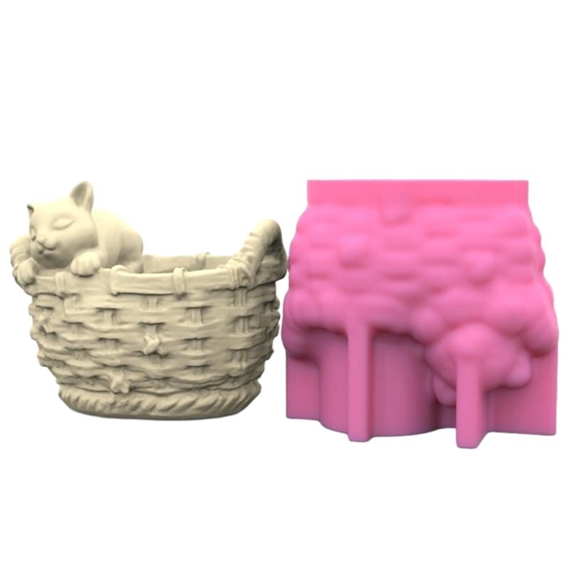 Durable Silicone Mold Woven Flower Basket Flower Vase Epoxy Molds Succulent Planter Pots Casting Mould Home Decorations