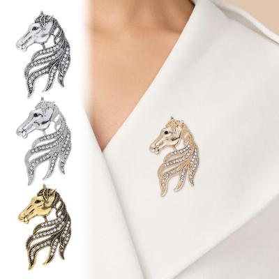 Ρετρό Στρας Καρφίτσα Μπροσούρα Άλογο Γυναίκες Άνδρες Κράμα Ψευδαργύρου Κεφάλι Αλόγου Καρφίτσα Πέτου Ζώο Πουλόβερ Φόρεμα Κοστούμι Αξεσουάρ Ρούχων Κοσμήματα Δώρο