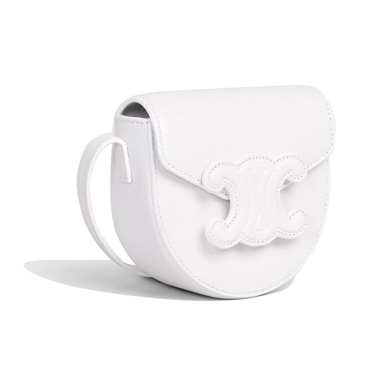 Celine Besace Cuir Triomphe Smooth Calfskin Saddle Bag Women Saddle Bag White 10J303DPQ-01BC