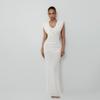 Women's Autumn Solid Color Cowl Neck Ruched Bodycon Dress