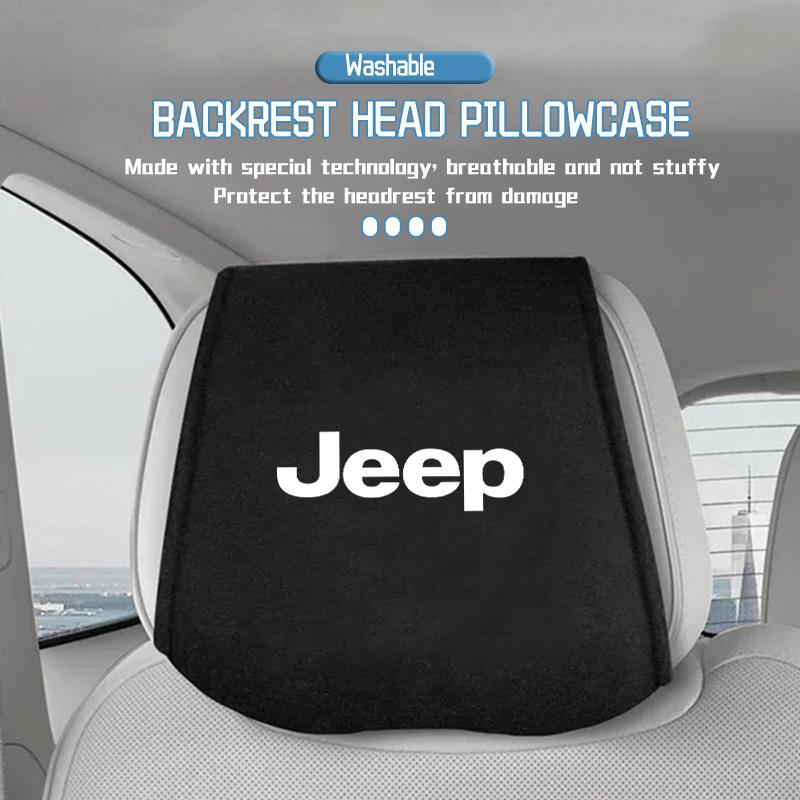 Car Headrest Pillow Cover Wear-Resistant Auto Accessories For Jeep Cherokee Wrangler JK Gladiator Compass Renegade Patriot AJW1