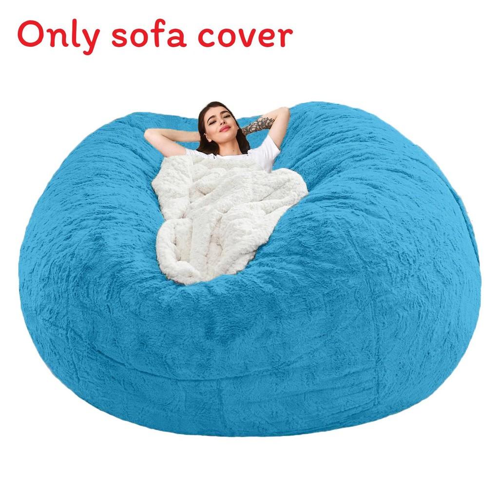 Color Large Solid Soft Plush Portable Living Room Lazy Sofa Cover Bean Bag Cover