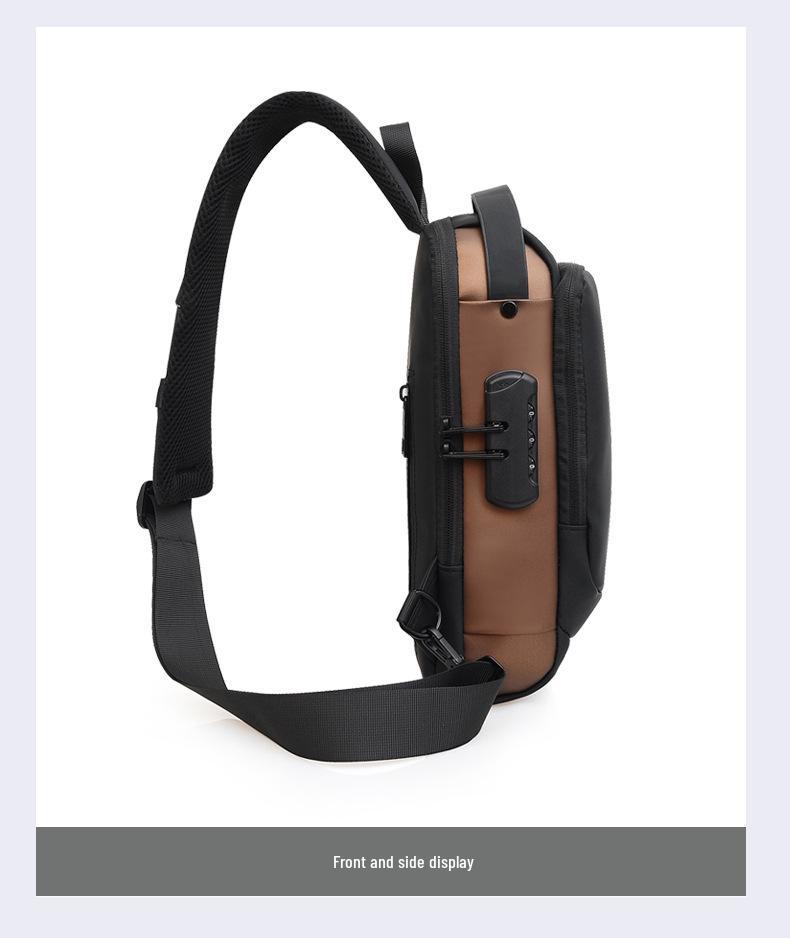 Men's Multifunctional Crossbody Bag with Anti-theft Lock - Versatile Chest and Shoulder Bag with Modern Texture.