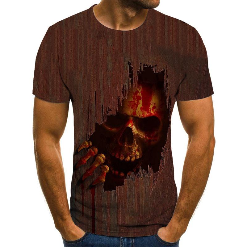 Spring Summer Casual Men's Clothing Cool Skull Image 3D Digital Printing Short Sleeved Men's T-shirt