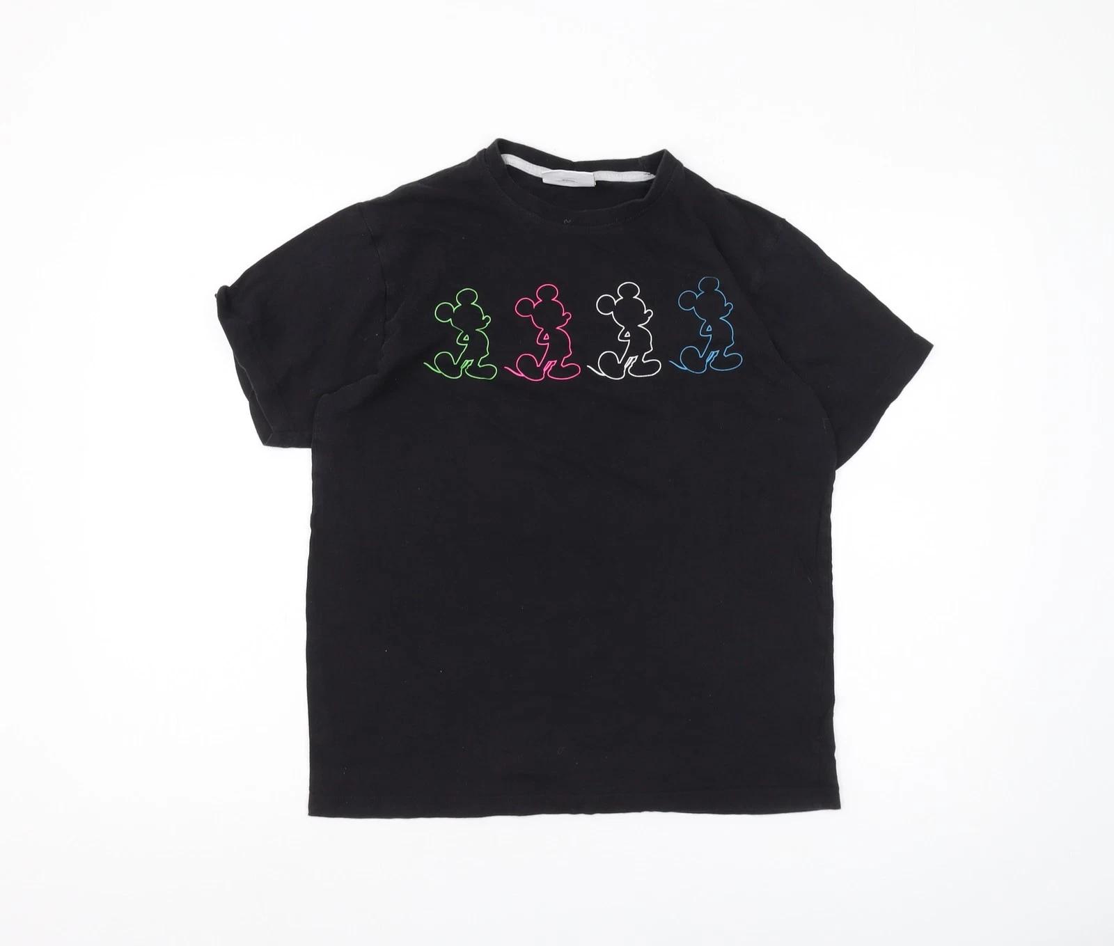 Disney Black T-Shirt Unisex S Cartoon Tee S