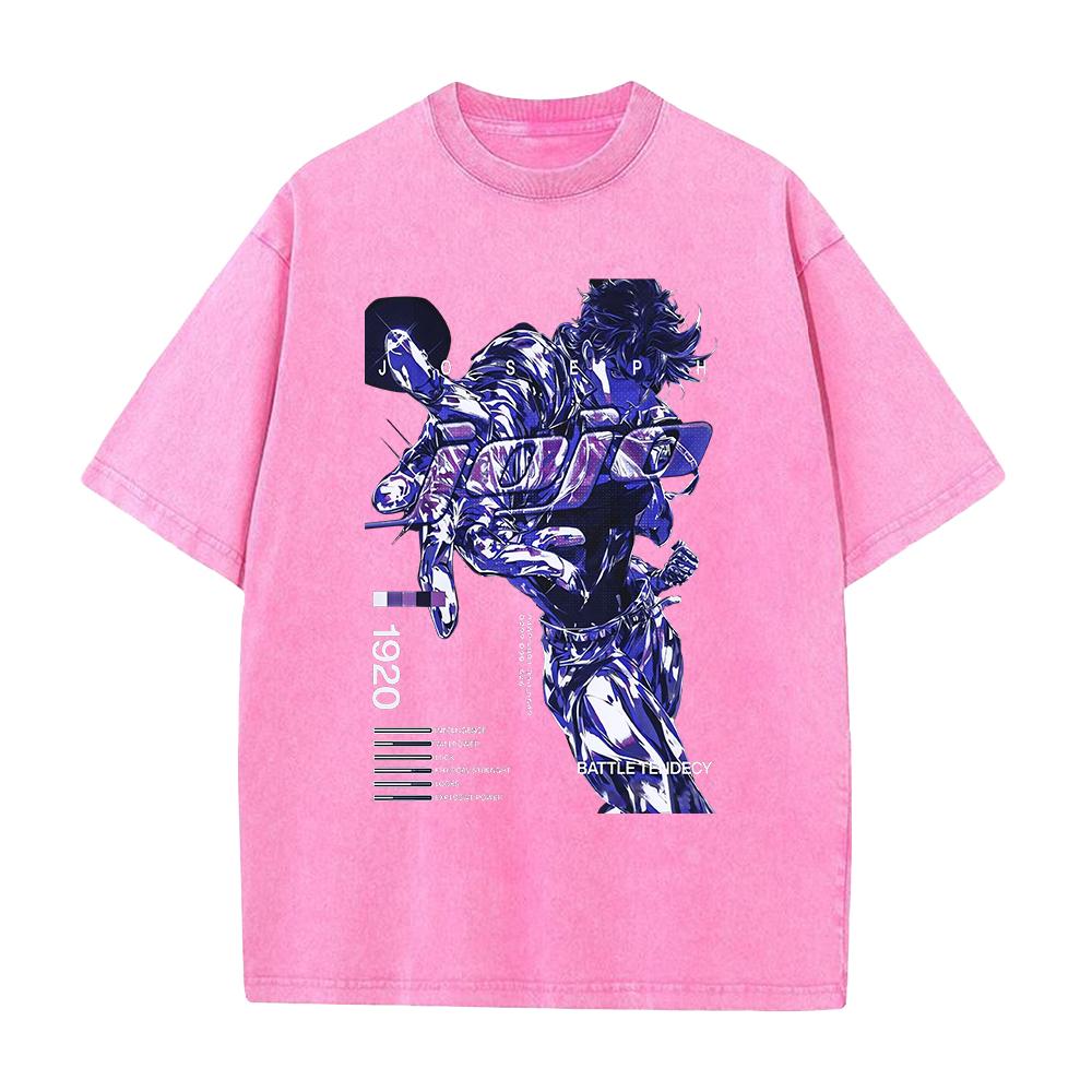 Manga JoJo's Bizarre Adventure Joseph Joestar Print Tee Men Women Clothing Washed Cotton T-shirt Vintage T Shirt Harajuku Tshirt