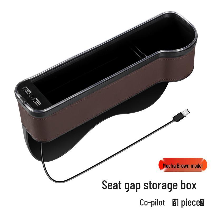RGB Car Seat Gap Storage Box with Charging Port - Portable Organizer