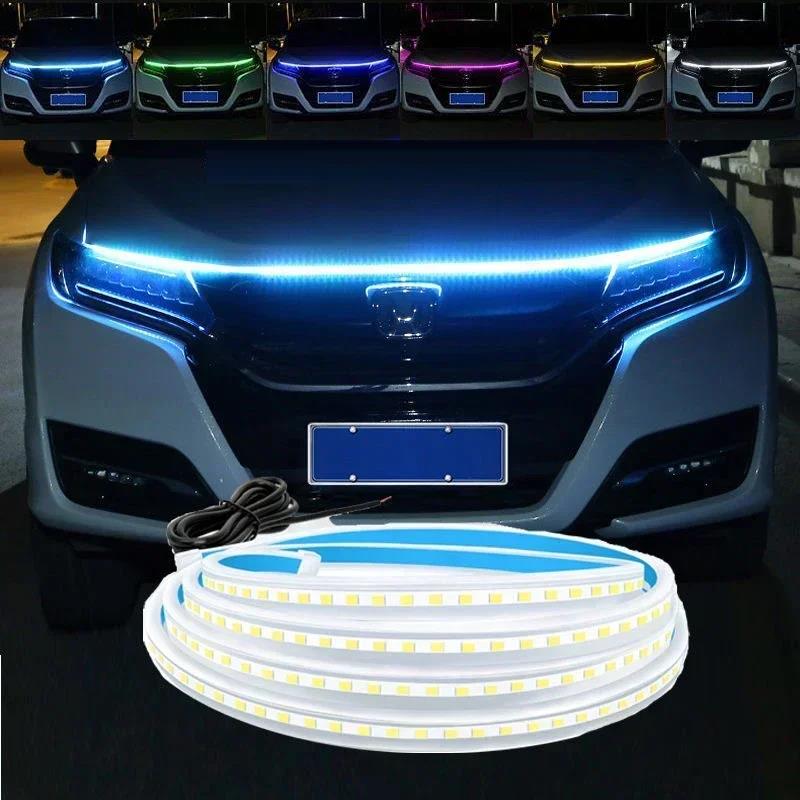120cm 150cm 180cm Car Hood Light Strip Daytime Running Flexible LED Auto Decorative Atmosphere Ambient Lamps DRL 12V Neon Lights 4